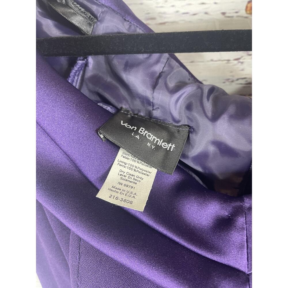 Von Bramlett Dress Women's SZ 6 Purple Off Shoulder Evening Gown Formal Made USA - Picture 7 of 10